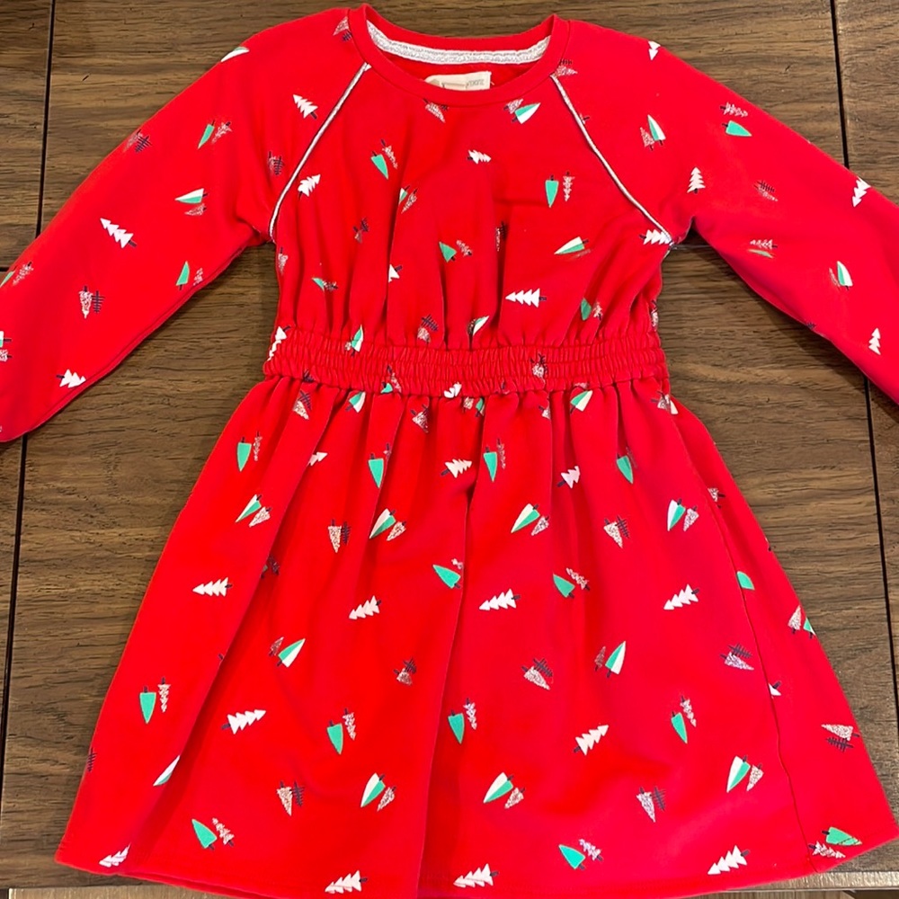 TUCKER + TATE Girls Red Christmas Tree Holiday Sweater Dress